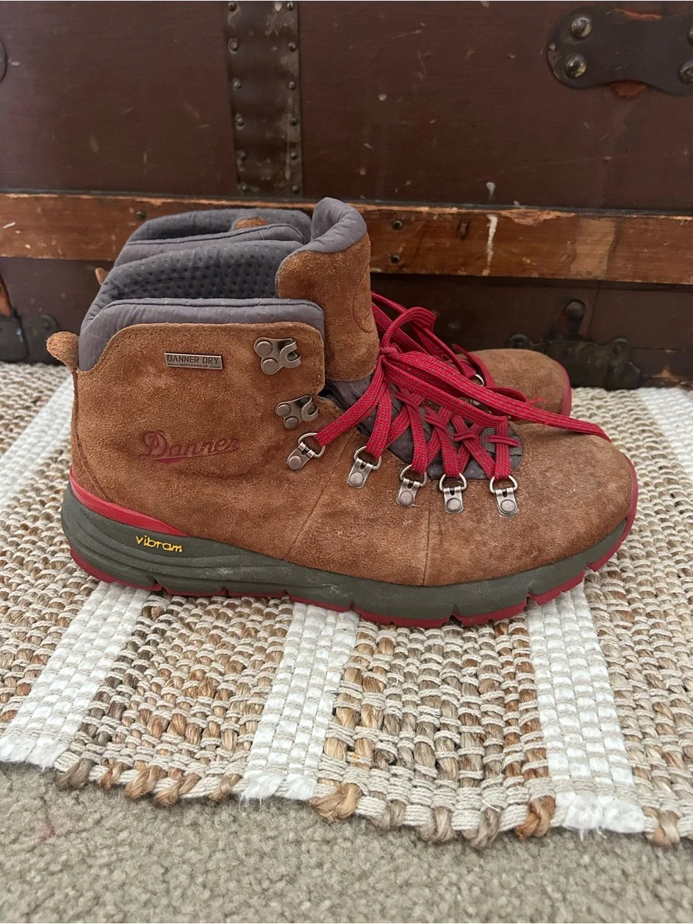 Danner Brown Suede Boots with Red Laces